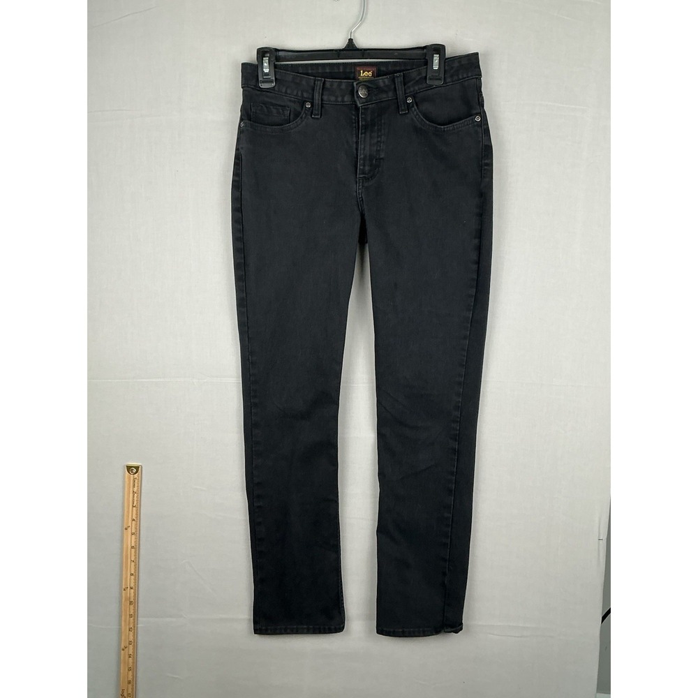 Lee Modern Series Straight Leg Jeans Womens 6 Medium Black Stretch Denim